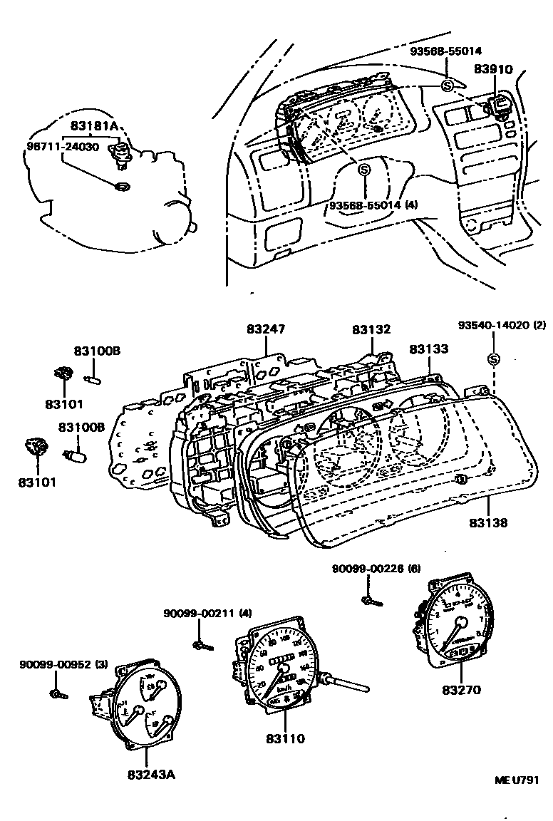 Toyota COROLLA 仪表 EPC diagram — MEU791