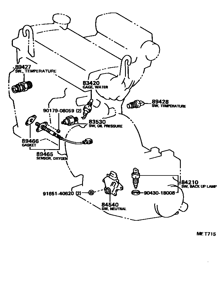 Toyota COROLLA 开关和继电器和ECU EPC diagram — MET715