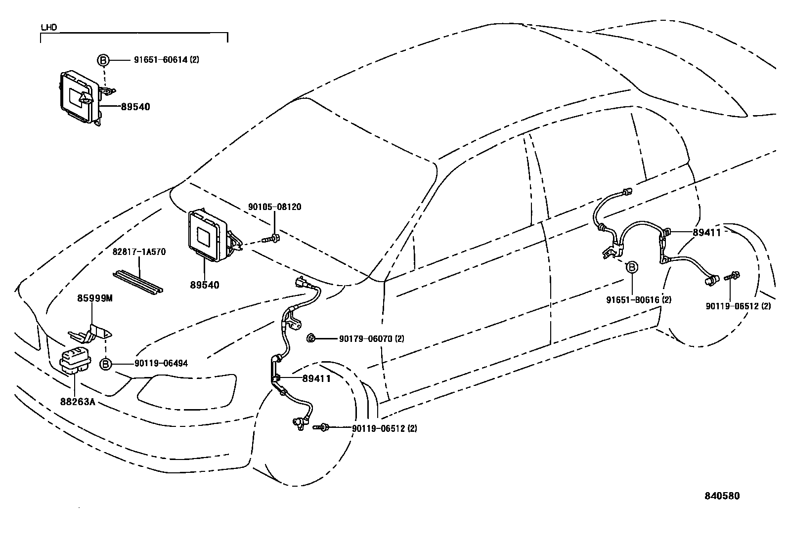 Toyota COROLLA ABS 和 VSC EPC diagram — 840580