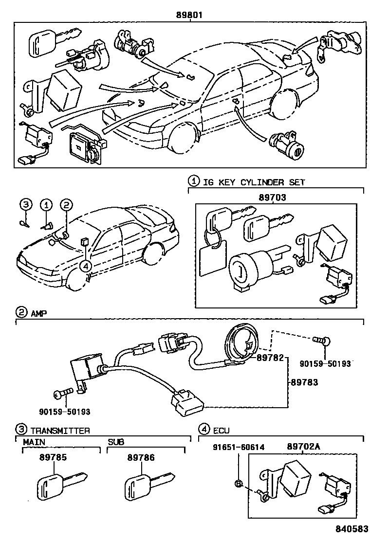 Toyota COROLLA 防盗装置 EPC diagram — 840583