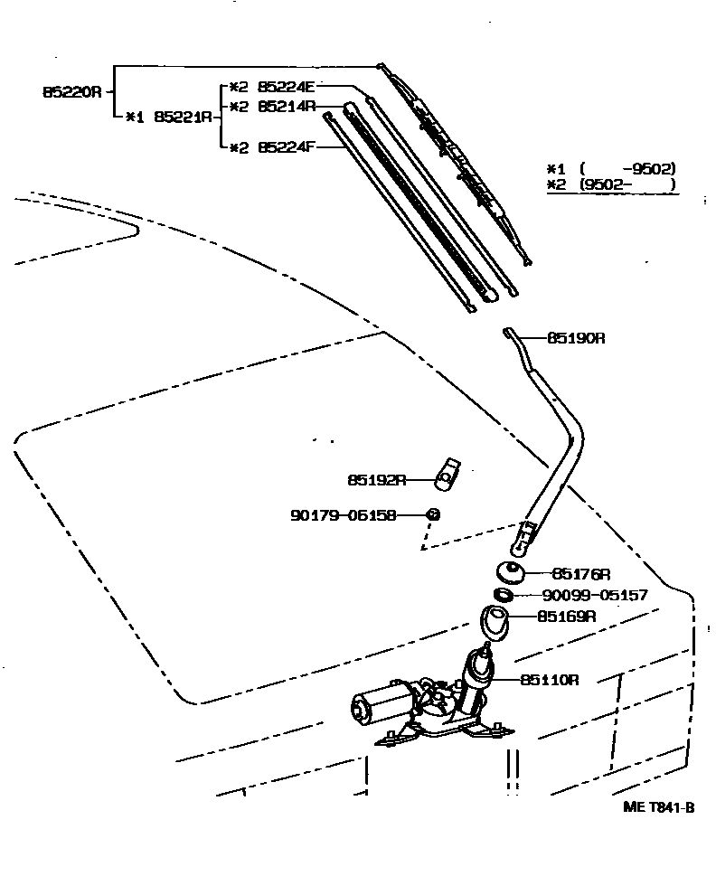 Toyota COROLLA 后刮水器 EPC diagram — MET841B
