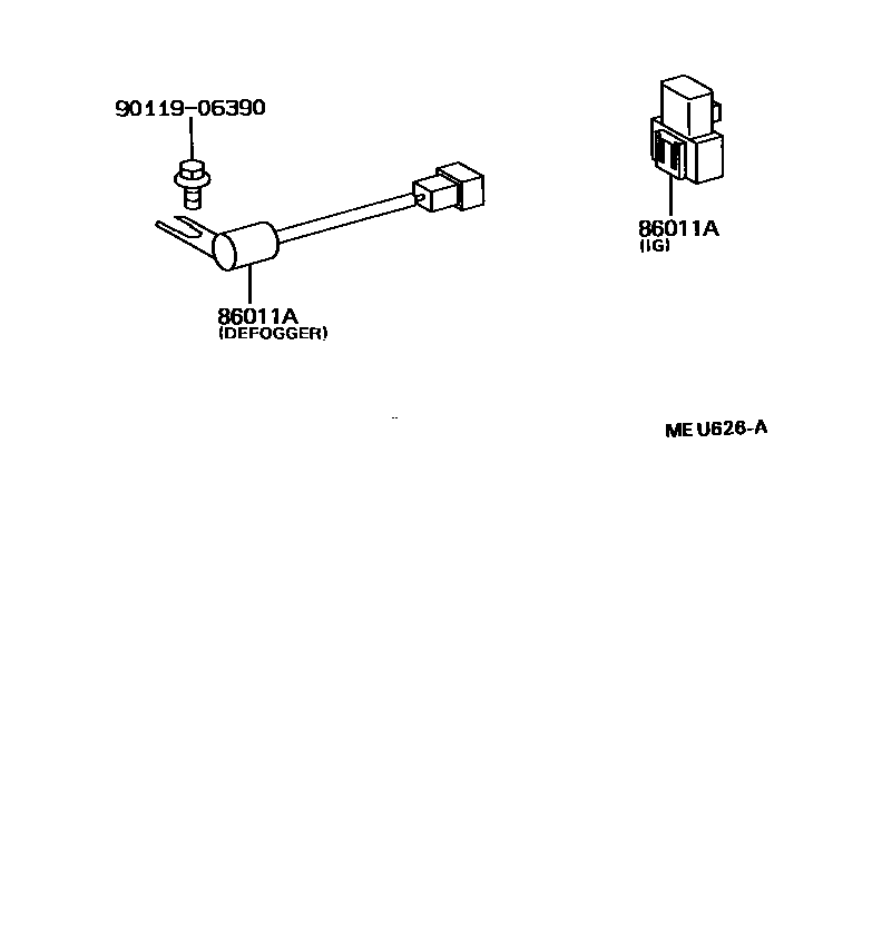 Toyota COROLLA 收音机、放大器和冷凝器 EPC diagram — MEU626A