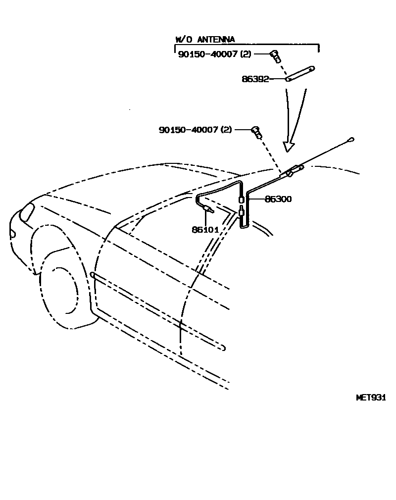 Toyota COROLLA antenna EPC diagram — MET931
