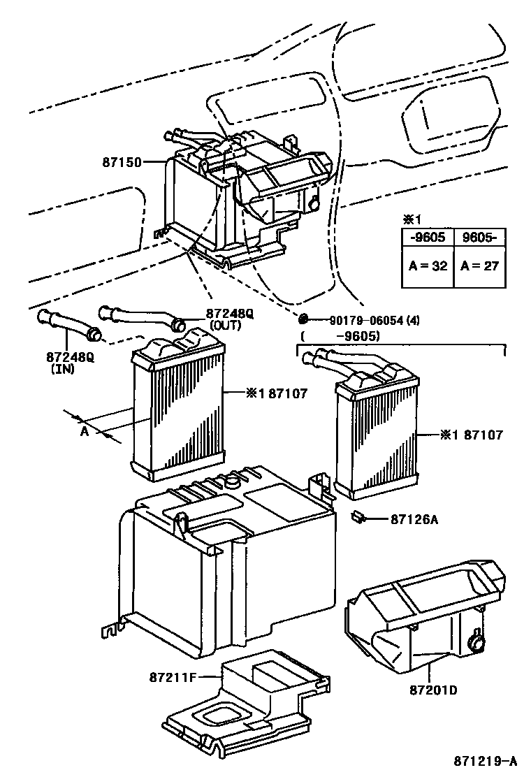 Toyota COROLLA 暖风和空调系统 - 加热装置和鼓风机 EPC diagram — 871219A