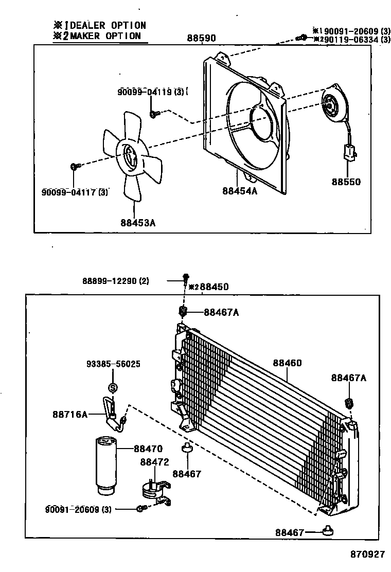Toyota COROLLA Heating & Air Conditioning - Cooler Piping EPC diagram — 870927