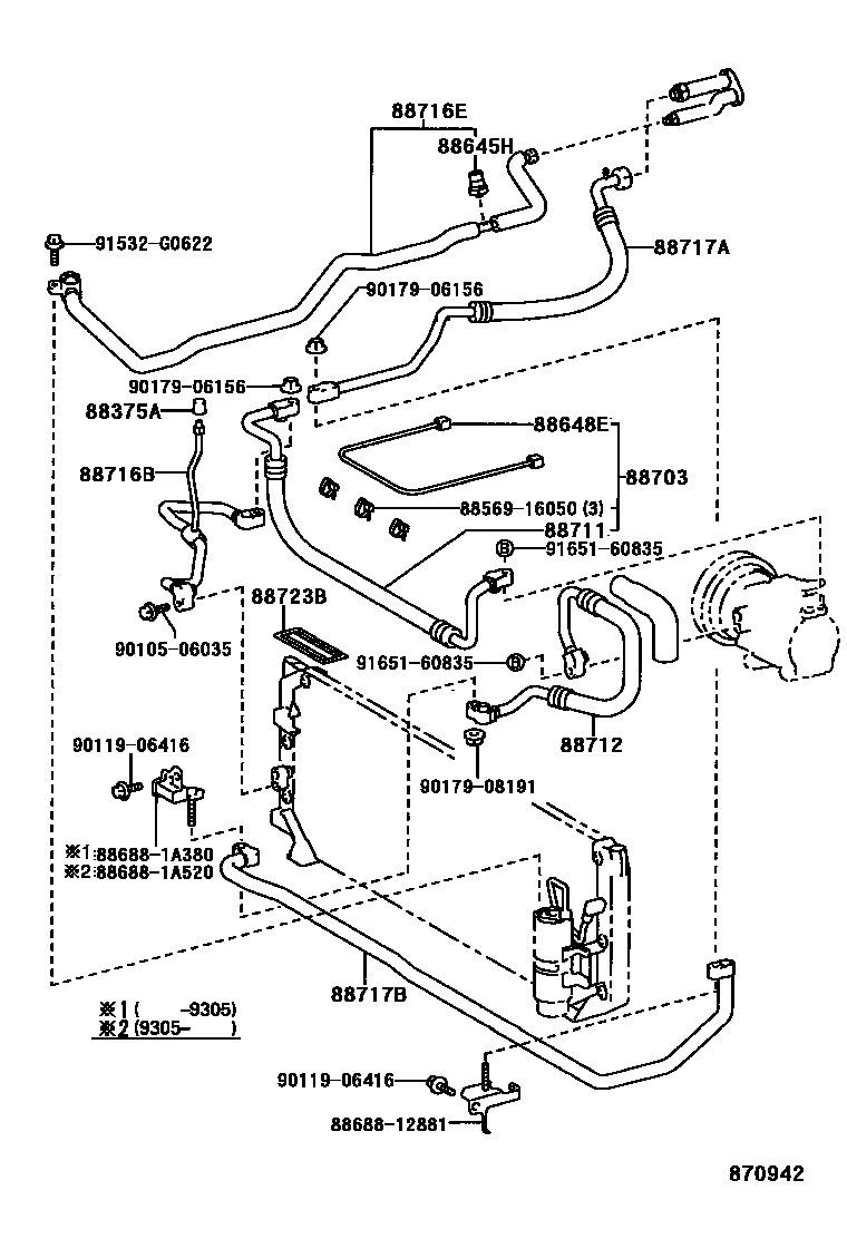 Toyota COROLLA Heating & Air Conditioning - Cooler Piping EPC diagram — 870942