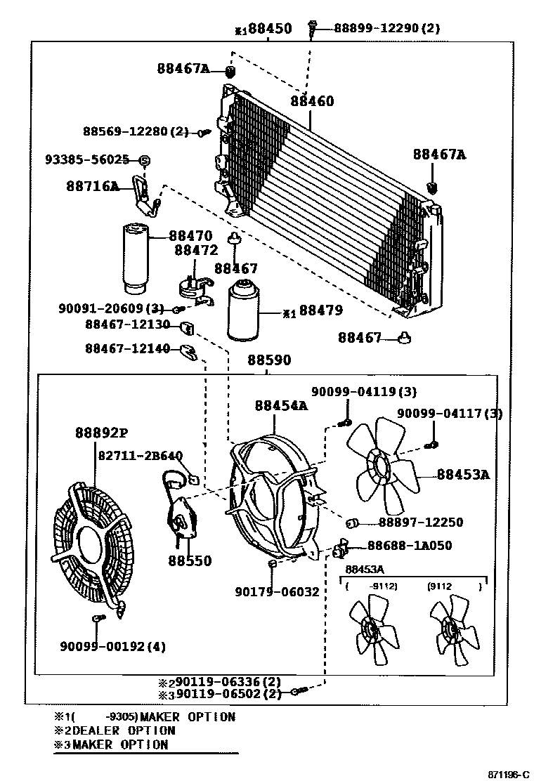 Toyota COROLLA Heating & Air Conditioning - Cooler Piping EPC diagram — 871196C