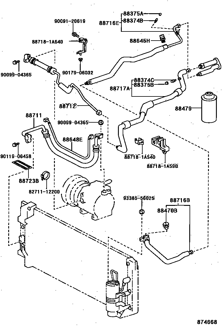 Toyota COROLLA Heating & Air Conditioning - Cooler Piping EPC diagram — 874668
