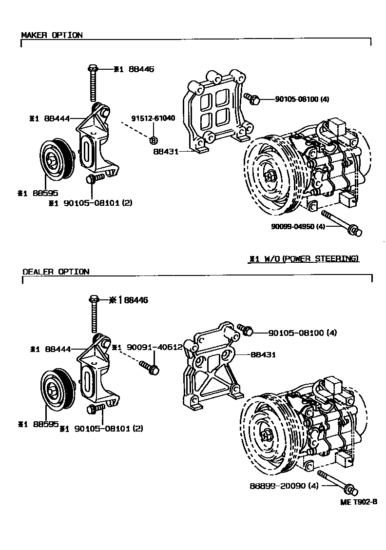 Toyota COROLLA Heating & Air Conditioning - Compressor EPC diagram — MET902B