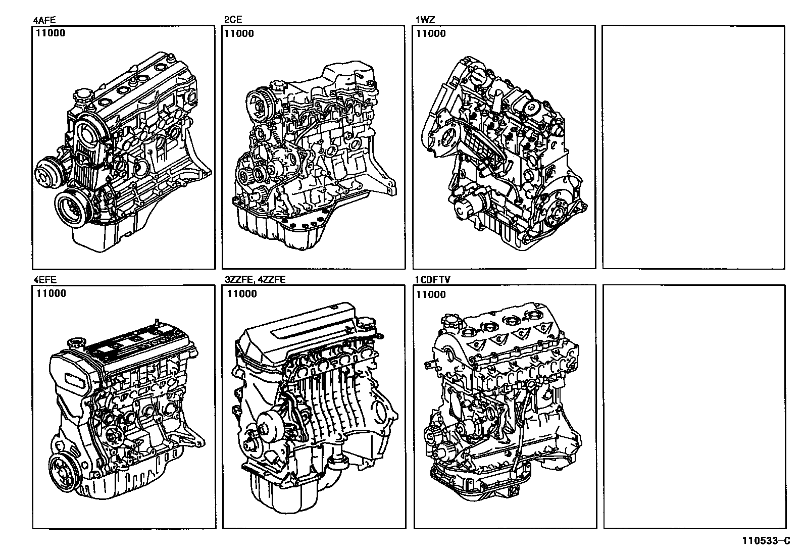 Toyota COROLLA Partial Engine Assembly EPC diagram — 110533C