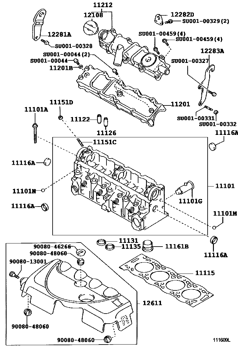 Toyota COROLLA Cylinder Head EPC diagram — 111609L