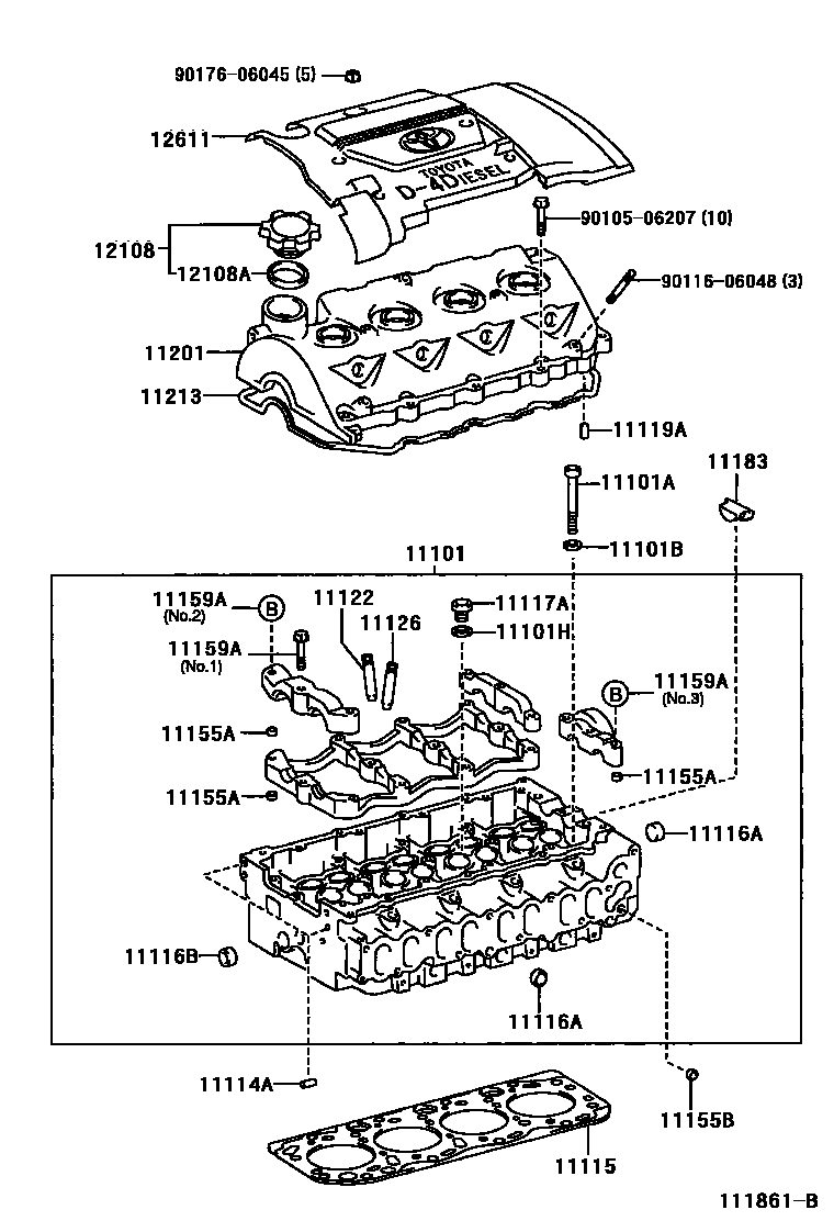 Toyota COROLLA Cylinder Head EPC diagram — 111861B