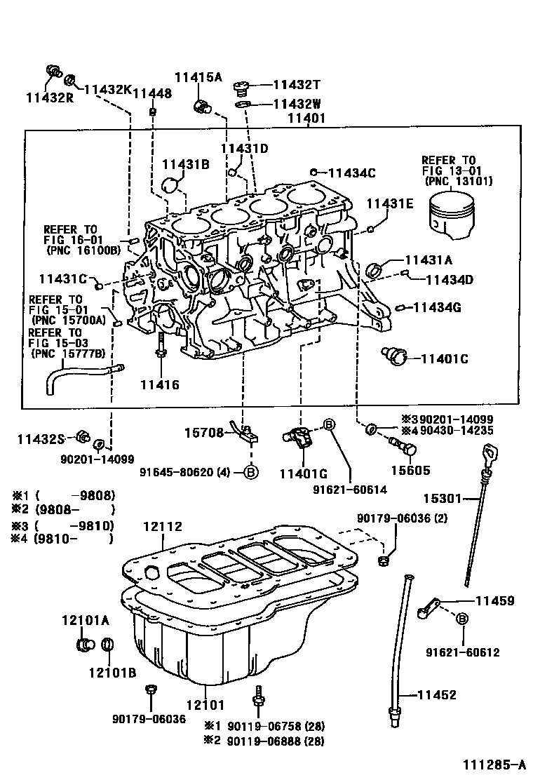 Toyota COROLLA Cylinder Block EPC diagram — 111285A