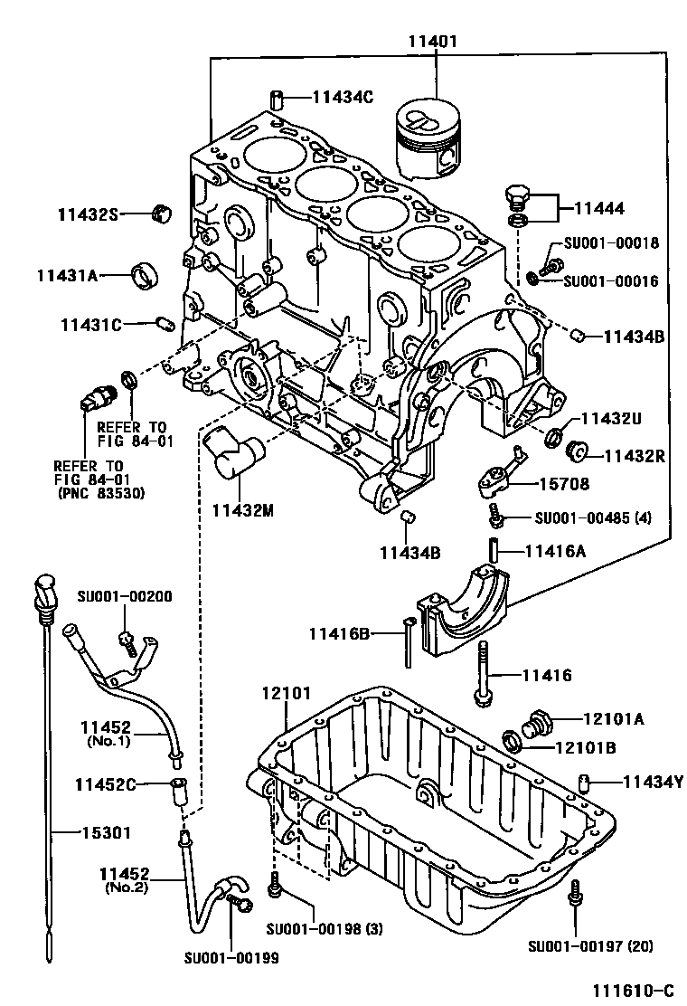 Toyota COROLLA Cylinder Block EPC diagram — 111610C