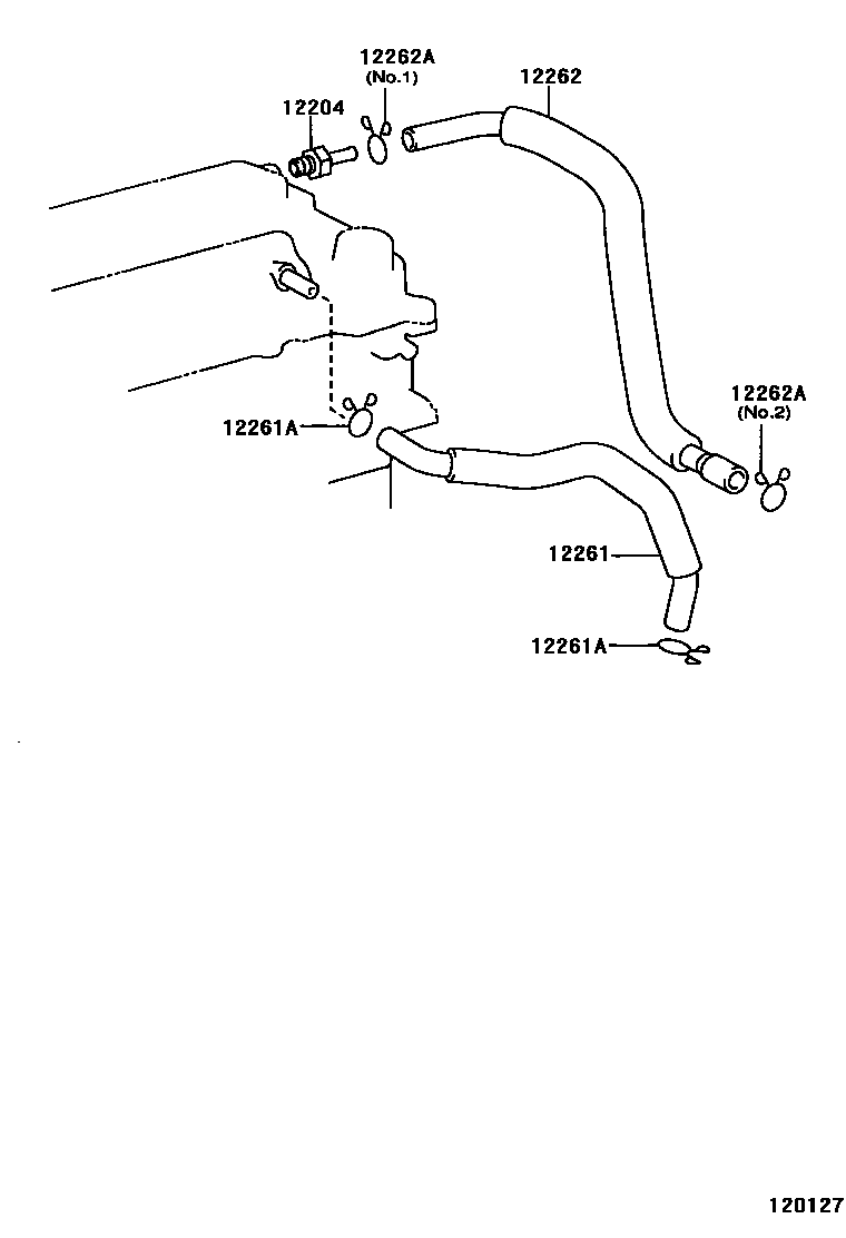 Toyota COROLLA Ventilation Hose EPC diagram — 120127
