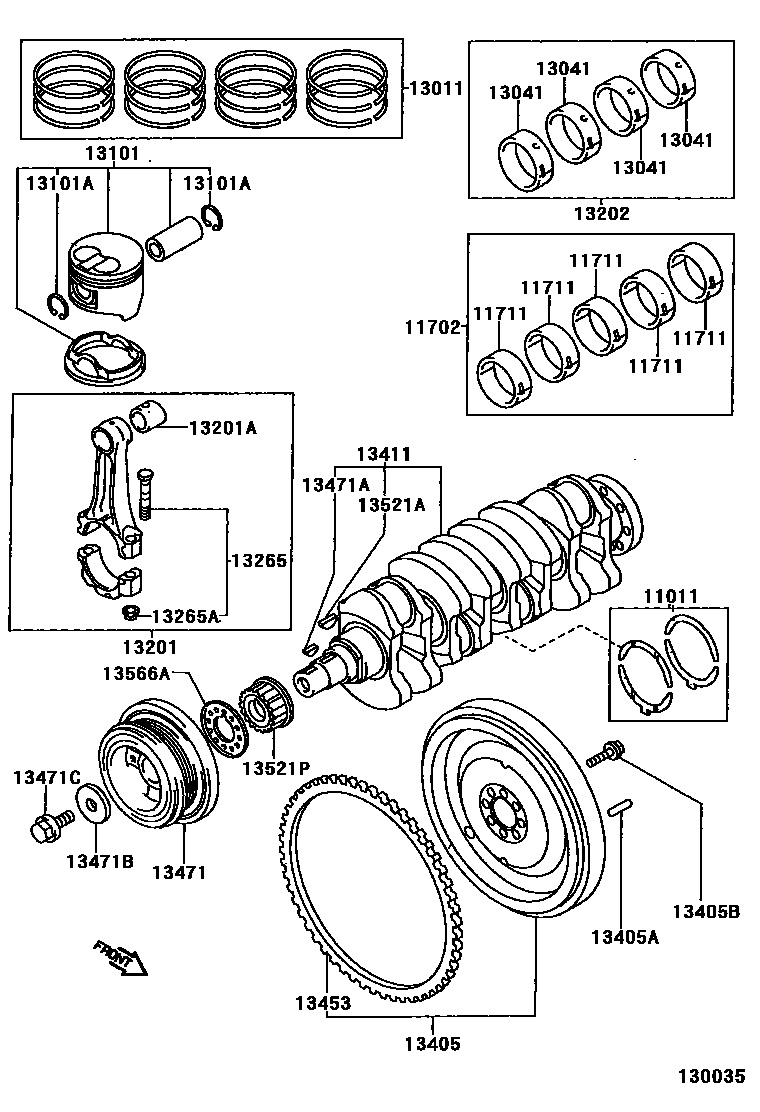 Toyota COROLLA Crankshaft & Piston EPC diagram — 130035