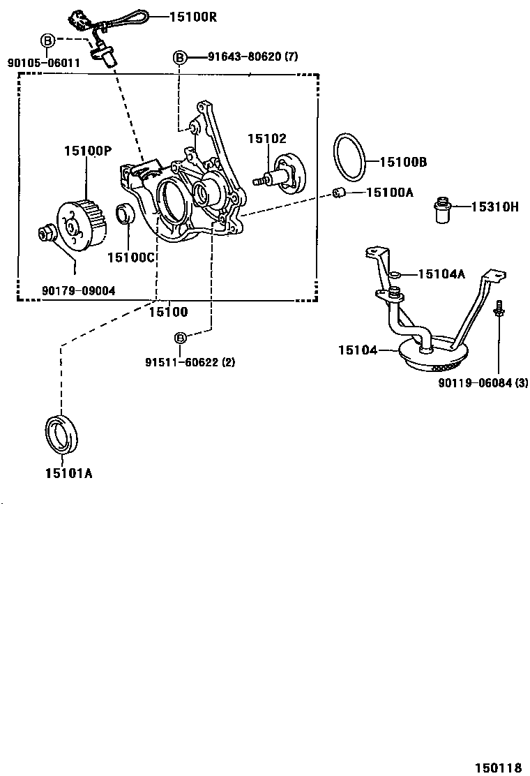 Toyota COROLLA Engine Oil Pump EPC diagram — 150118