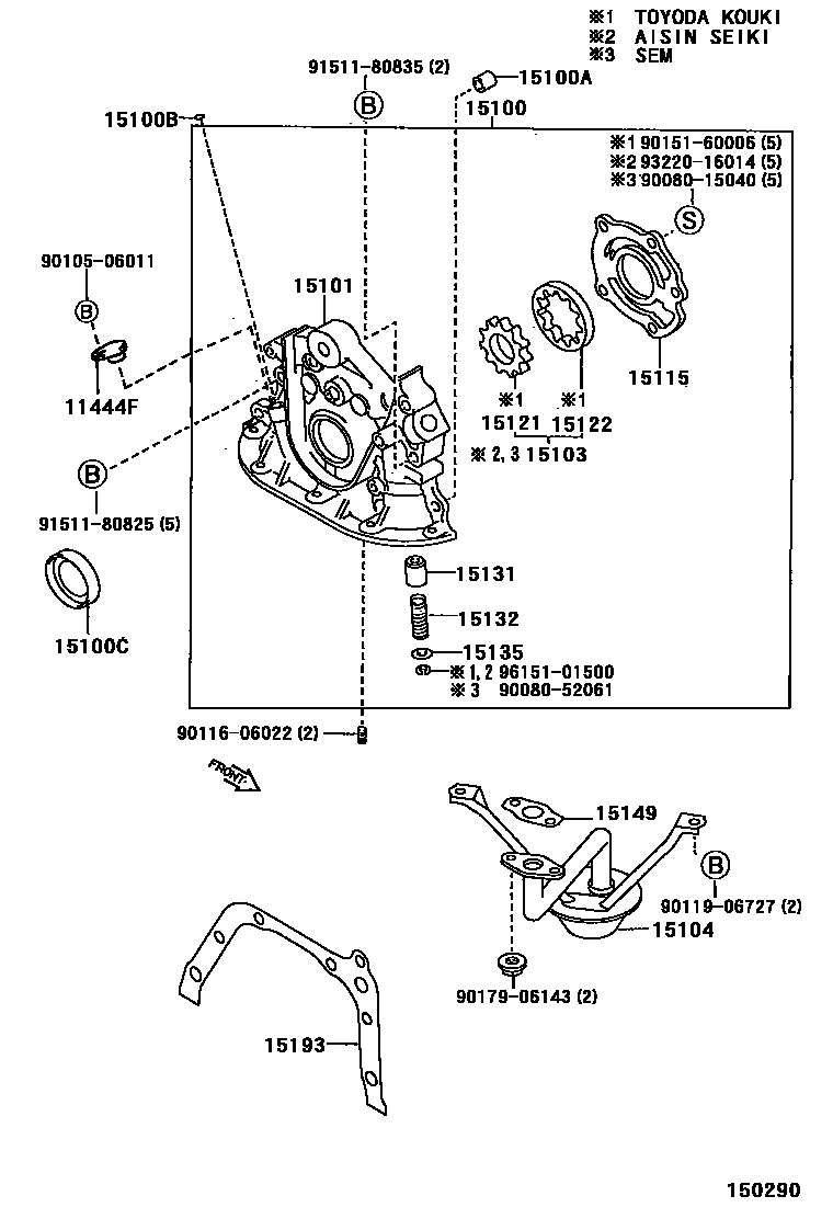 Toyota COROLLA Engine Oil Pump EPC diagram — 150290