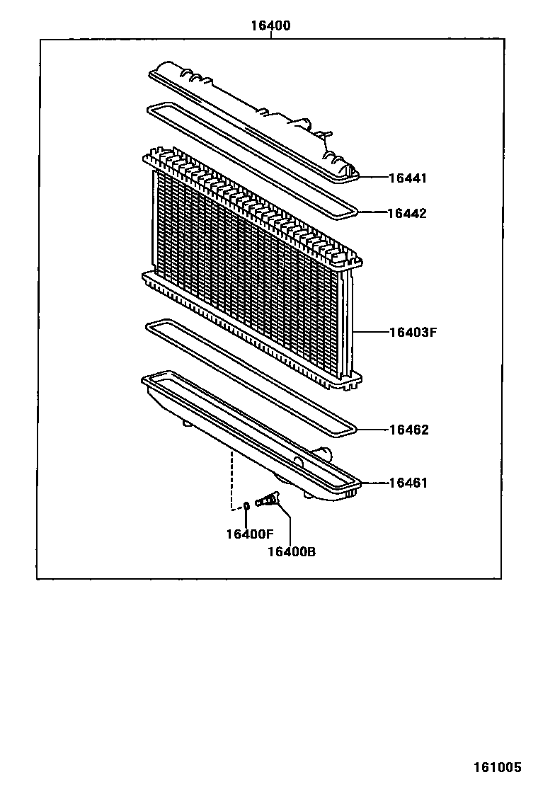 Toyota COROLLA RADIATOR & WATER OUTLET EPC diagram — 161005