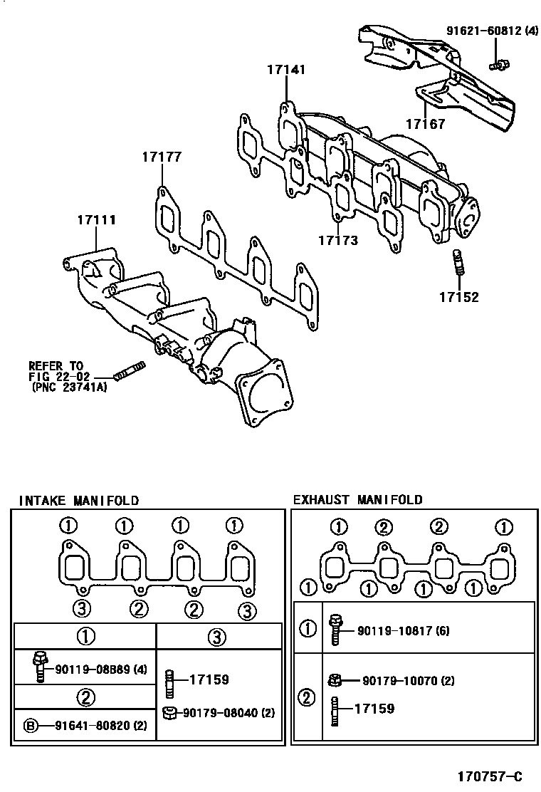 Toyota COROLLA Manifold EPC diagram — 170757C