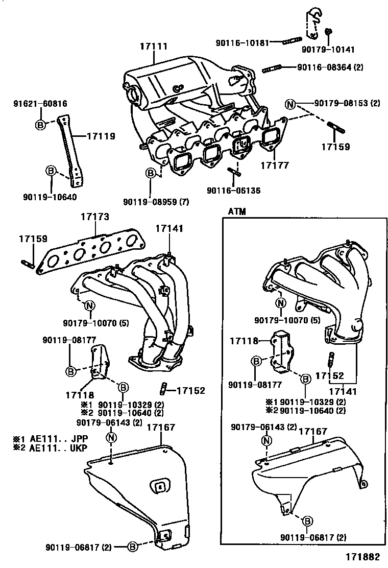 Toyota COROLLA Manifold EPC diagram — 171882