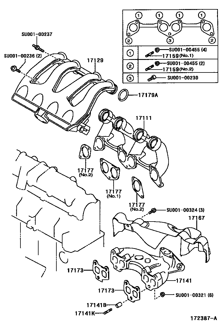Toyota COROLLA Manifold EPC diagram — 172387A