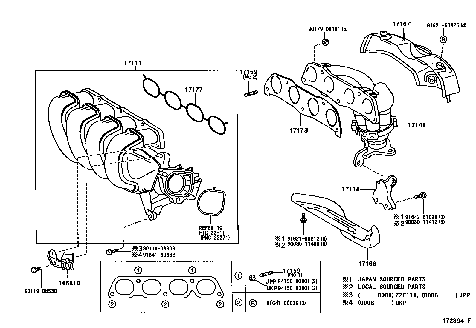 Toyota COROLLA Manifold EPC diagram — 172394F