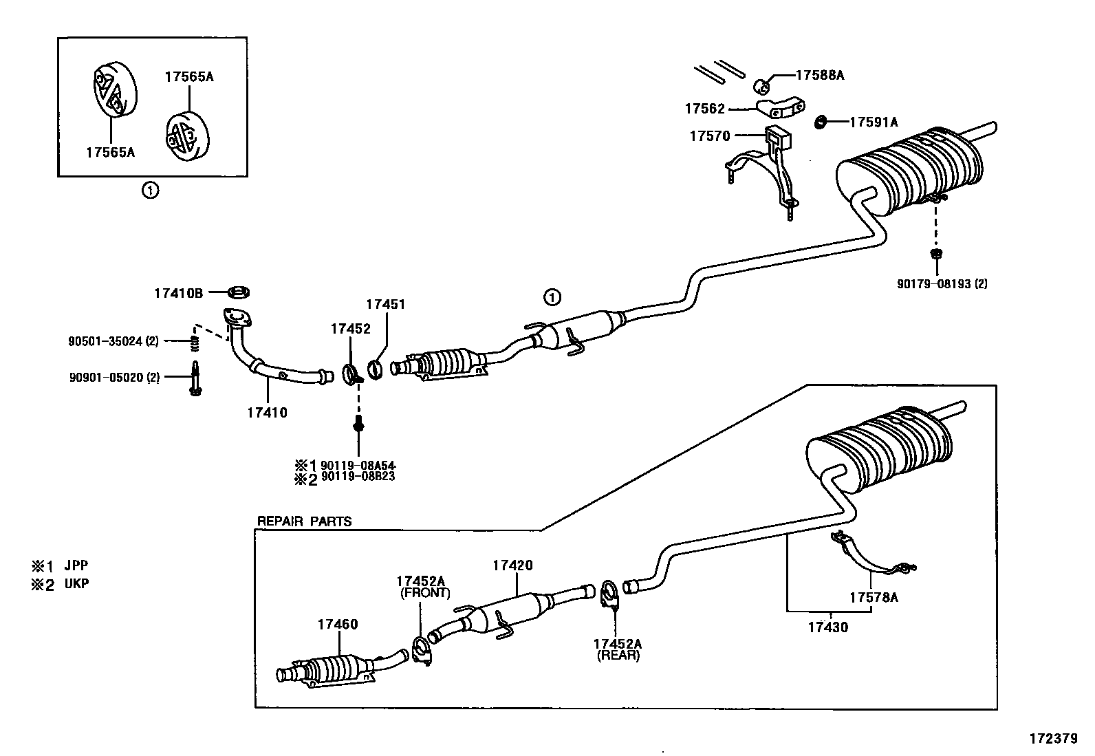 Toyota COROLLA Exhaust Pipe EPC diagram — 172379