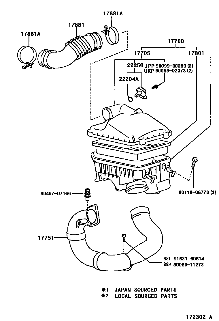 Toyota COROLLA Air Cleaner EPC diagram — 172302A