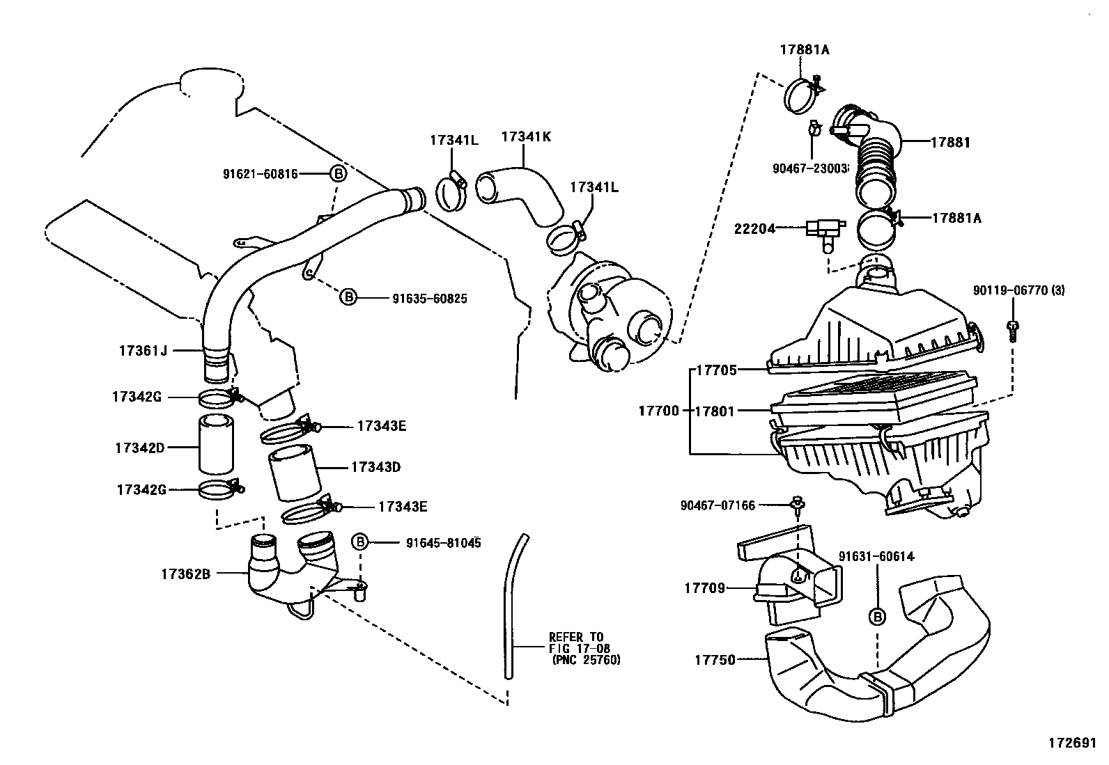 Toyota COROLLA Air Cleaner EPC diagram — 172691