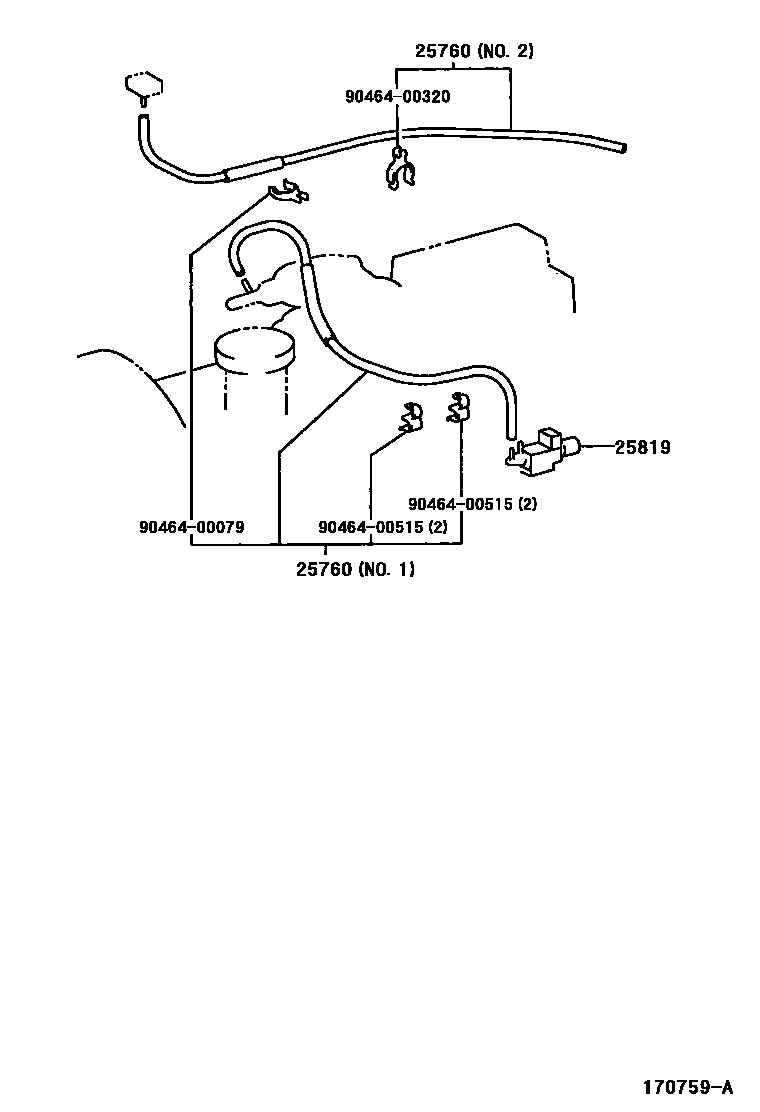 Toyota COROLLA vacuum tube EPC diagram — 170759A