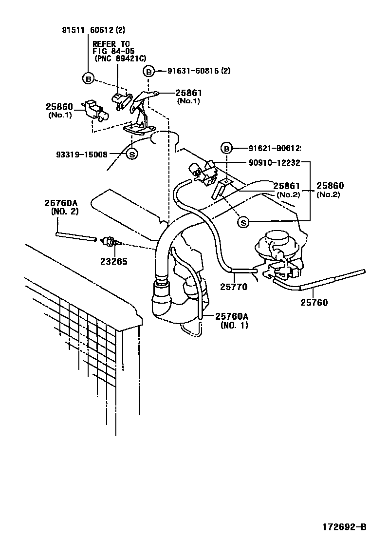 Toyota COROLLA vacuum tube EPC diagram — 172692B