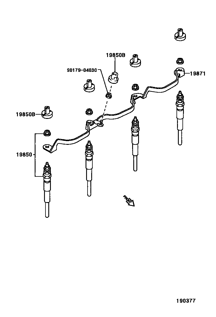 Toyota COROLLA 点火线圈和火花塞 EPC diagram — 190377