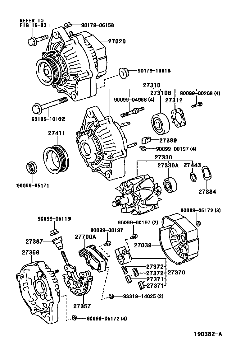 Toyota COROLLA Alternator EPC diagram — 190382A