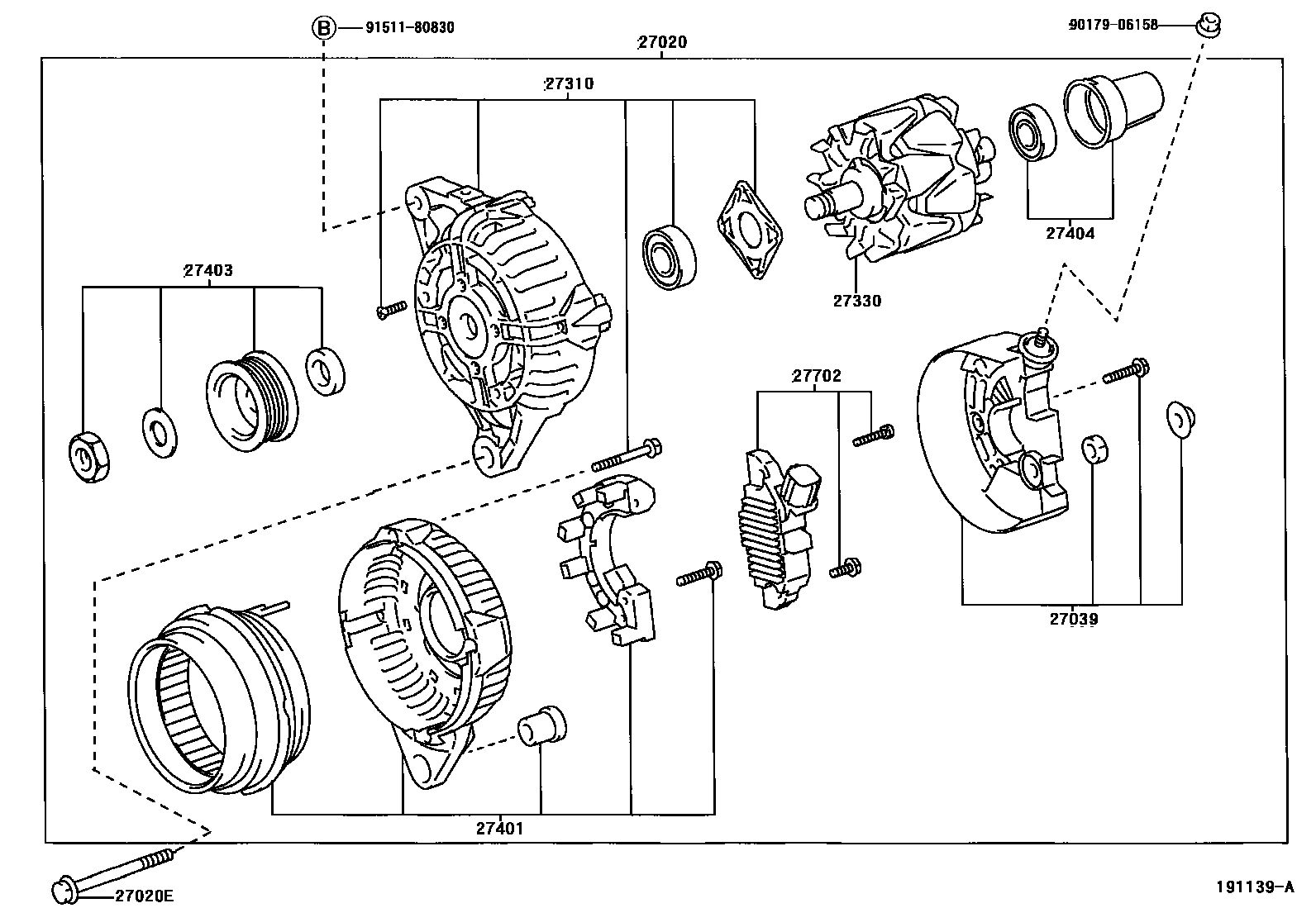 Toyota COROLLA Alternator EPC diagram — 191139A