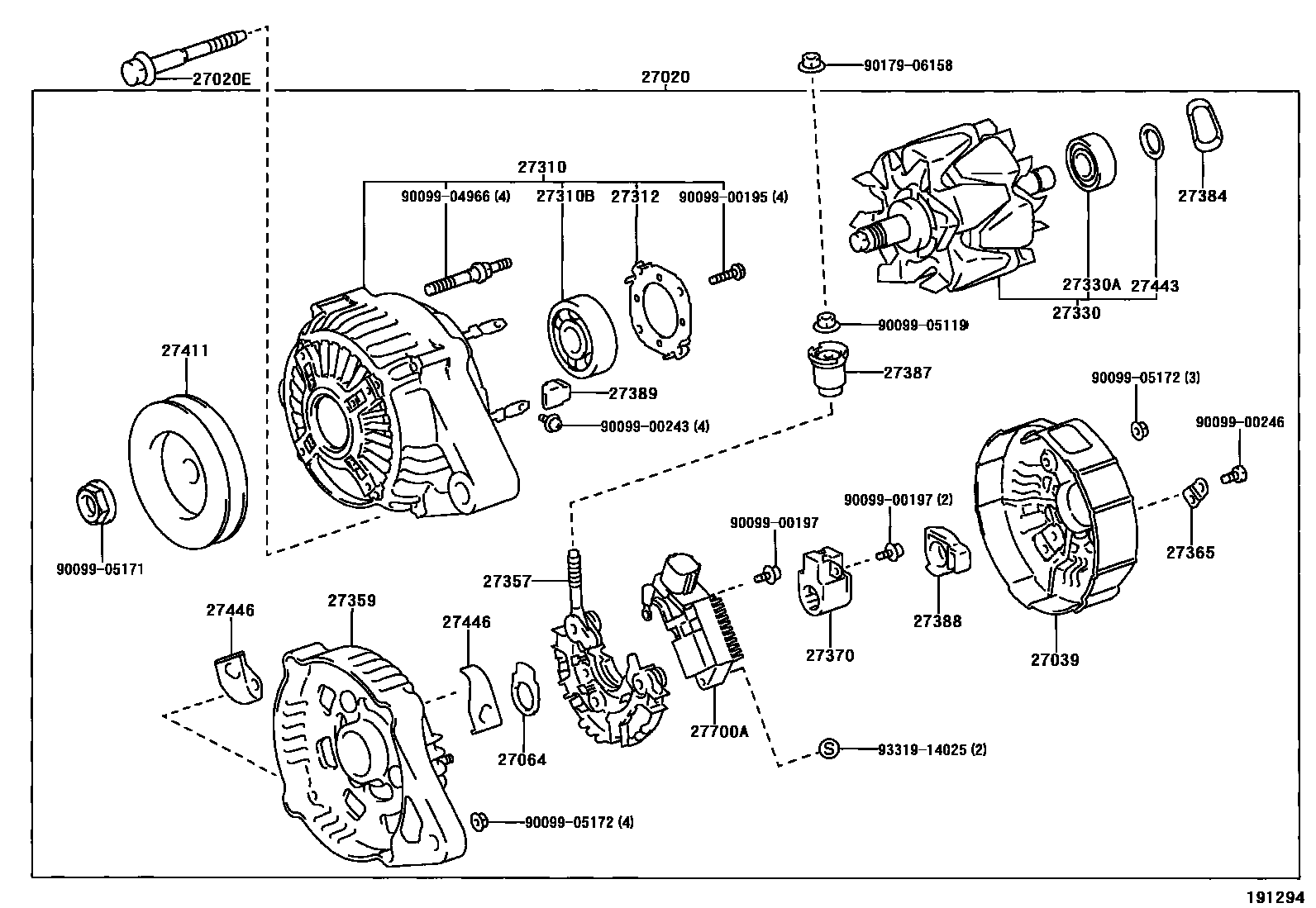 Toyota COROLLA Alternator EPC diagram — 191294