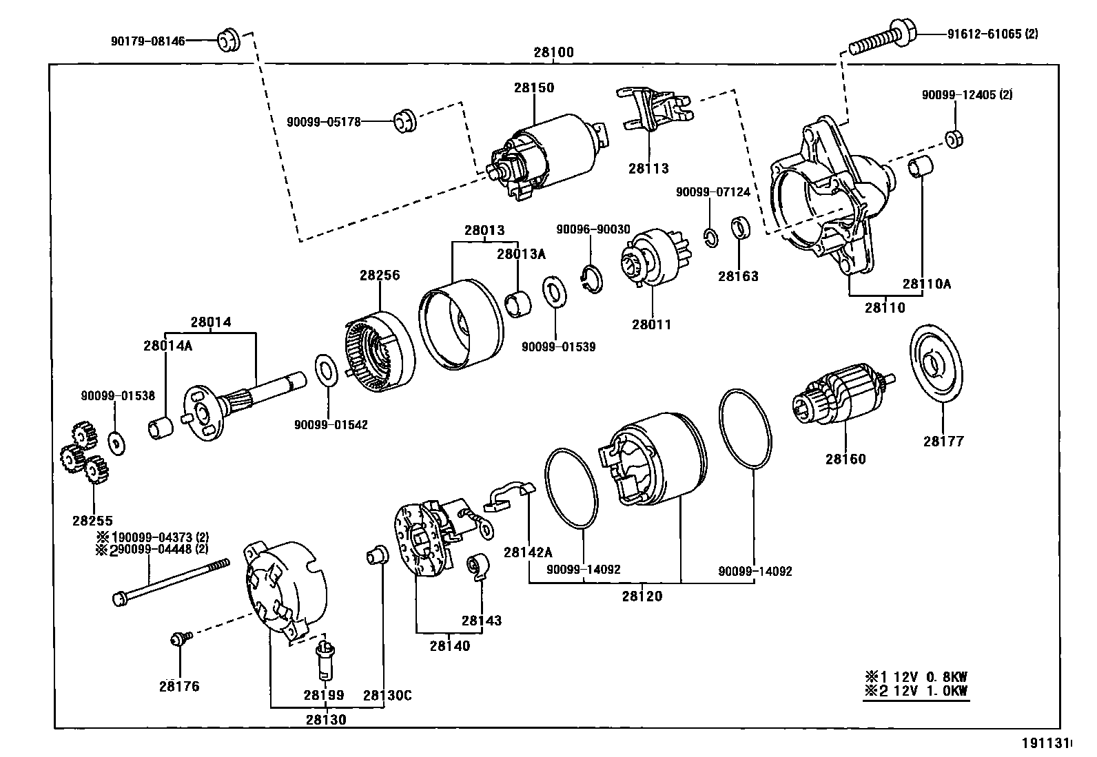 Toyota COROLLA 起动机 EPC diagram — 191131