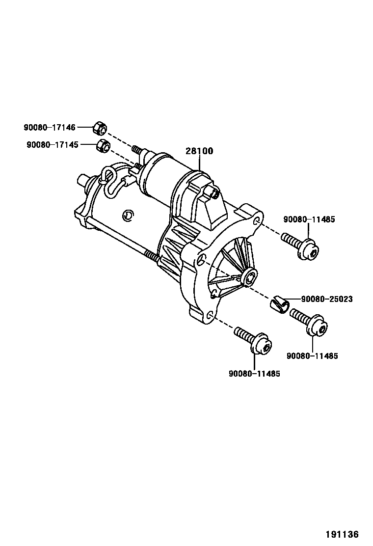 Toyota COROLLA 起动机 EPC diagram — 191136
