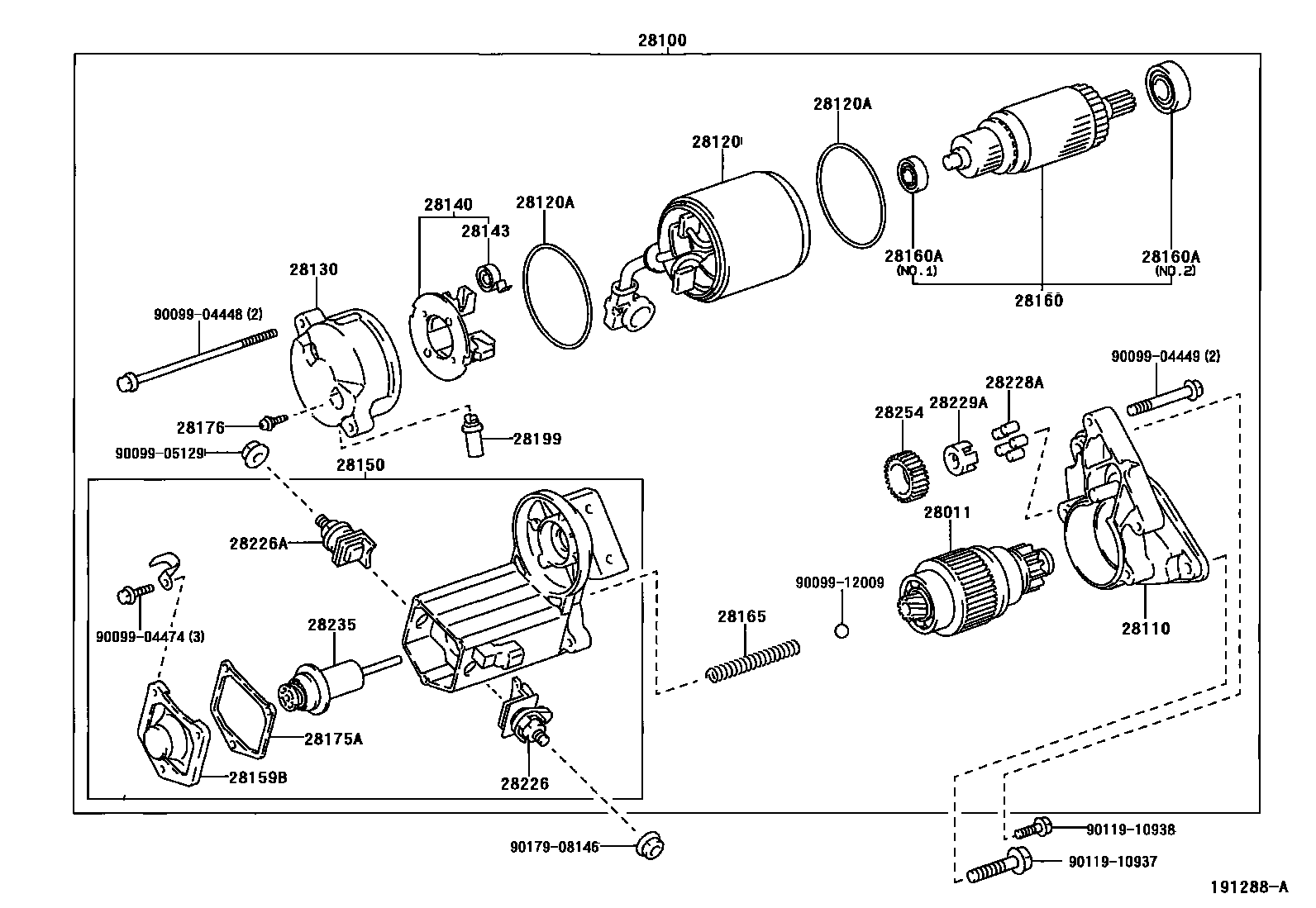 Toyota COROLLA 起动机 EPC diagram — 191288A