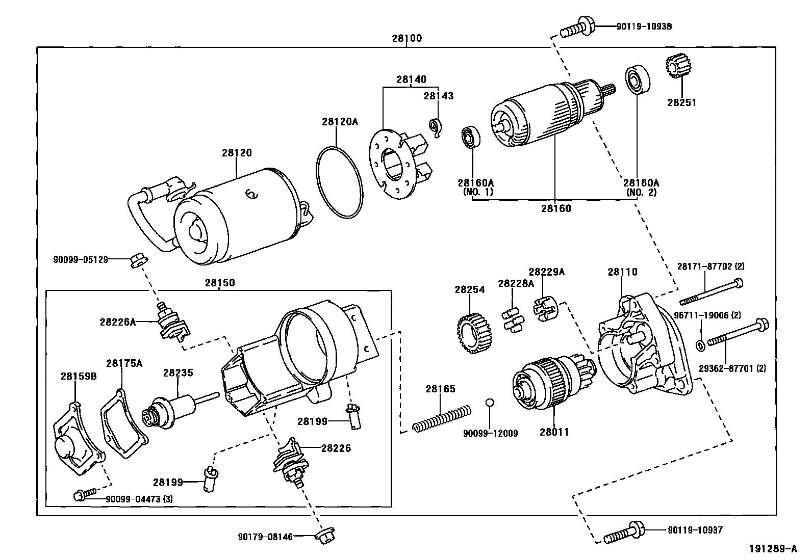 Toyota COROLLA 起动机 EPC diagram — 191289A