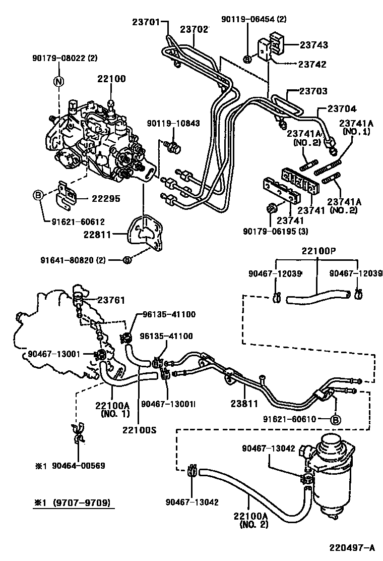 Toyota COROLLA 喷油泵总成 EPC diagram — 220497A