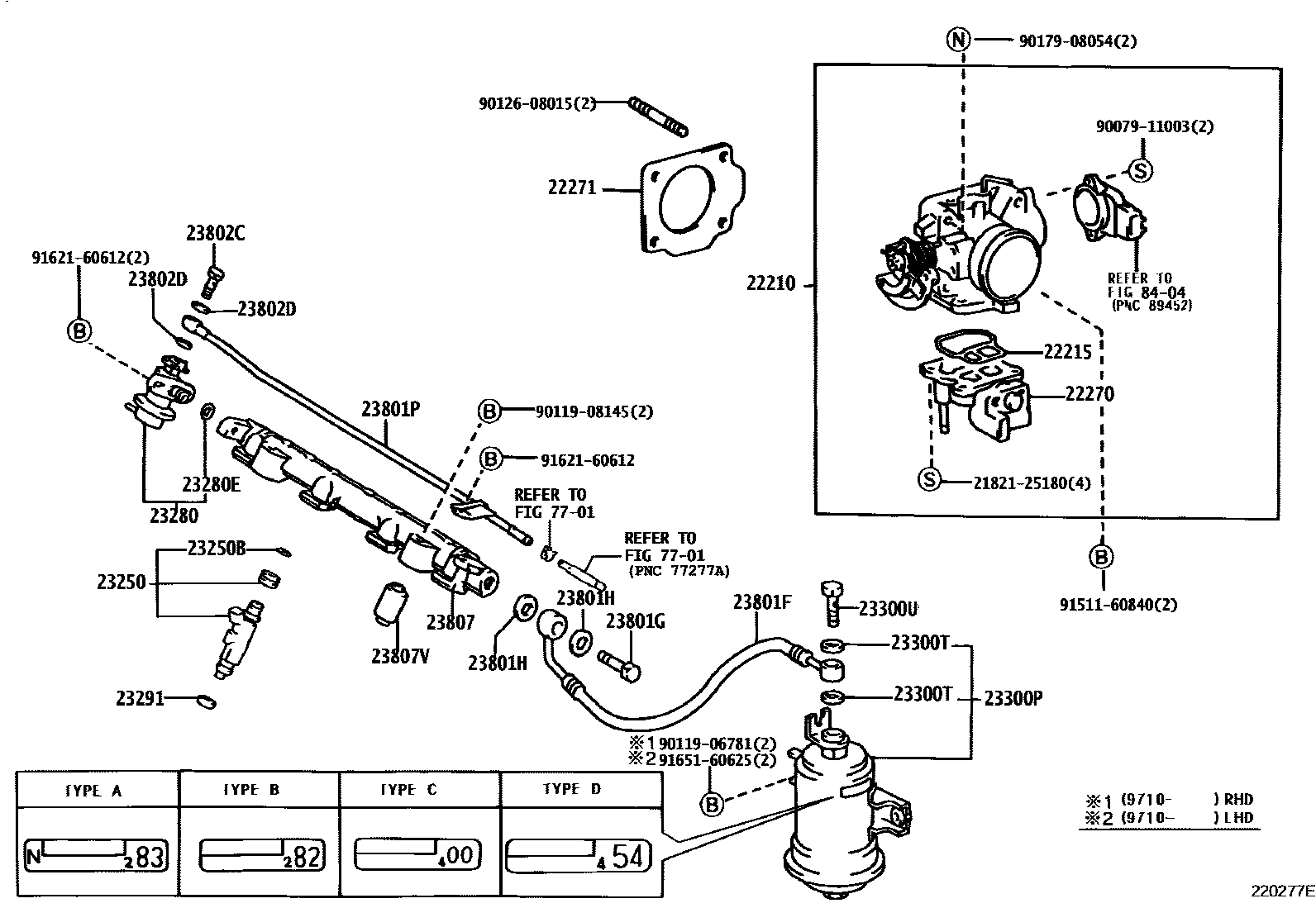 Toyota COROLLA 燃油喷射系统 EPC diagram — 220277E