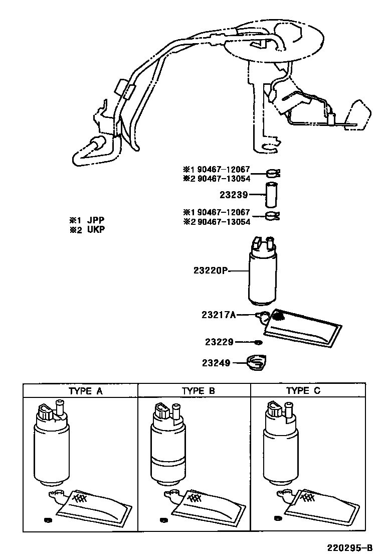 Toyota COROLLA 燃油喷射系统 EPC diagram — 220295B