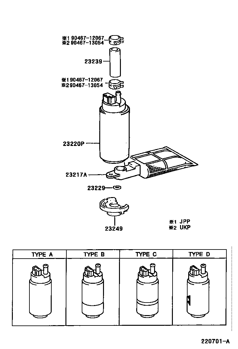Toyota COROLLA 燃油喷射系统 EPC diagram — 220701A