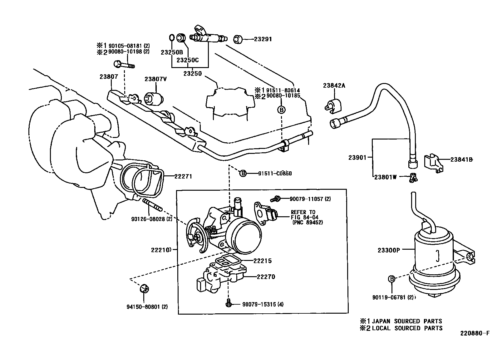 Toyota COROLLA 燃油喷射系统 EPC diagram — 220880F