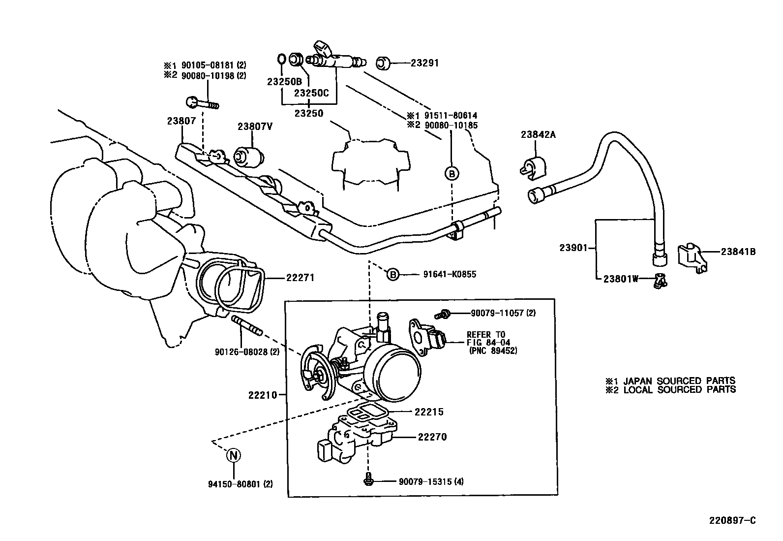Toyota COROLLA 燃油喷射系统 EPC diagram — 220897C