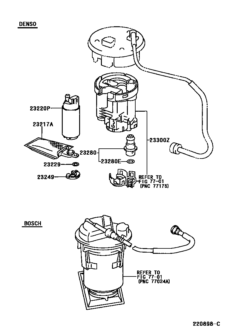 Toyota COROLLA 燃油喷射系统 EPC diagram — 220898C
