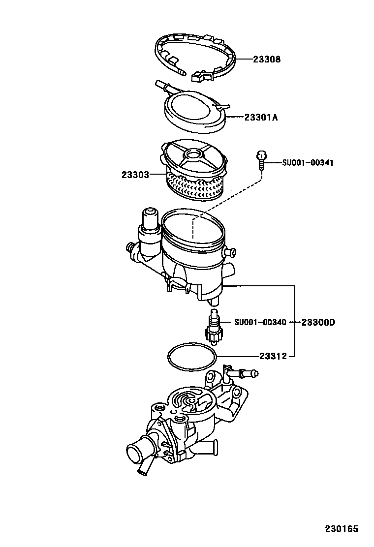 Toyota COROLLA fuel filter EPC diagram — 230165