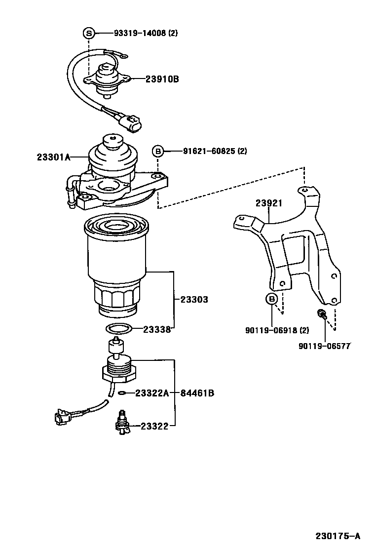 Toyota COROLLA fuel filter EPC diagram — 230175A