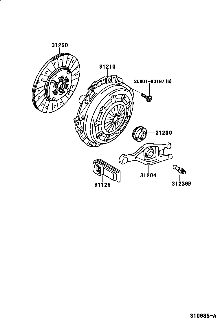 Toyota COROLLA 离合器和分离叉 EPC diagram — 310685A